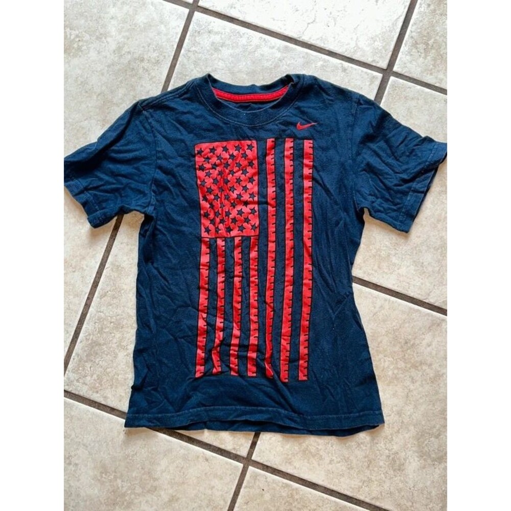 Boys Blue Nike American Flag Shirt Size Small